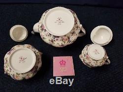 100 Years Of Royal Albert 1940 English Chintz Boxed Teapot Sugar Bowl Cream set