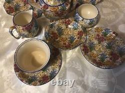 10 Pcs Royal Winton Marquerite Teapot Creamer Sugar Cup 2 Saucers 2 Square Nut