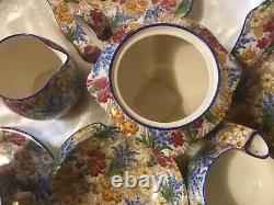 10 Pcs Royal Winton Marquerite Teapot Creamer Sugar Cup 2 Saucers 2 Square Nut