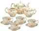 11 Piece China Tea Set Service Vintage Green Rose Porcelain Pot Saucers Cups New