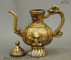 11 Tibet Bronze Cloisonne Enamel Dragon Eagle Redpoll Statue Teapot Wine Pot