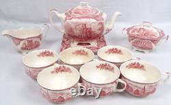 12 Piece Johnson Bros English Tea Set Old Britain Castle S&C Teapot Trivet Cups
