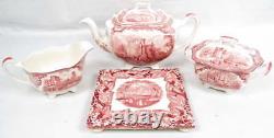 12 Piece Johnson Bros English Tea Set Old Britain Castle S&C Teapot Trivet Cups