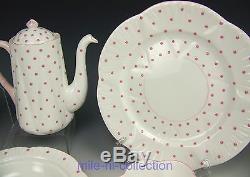 12 Pieces Shelley Dainty Pink Polka Dot Breakfast Set Pot Tea Cup Saucer # 13748