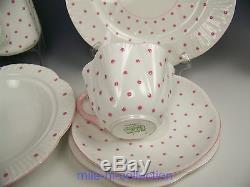 12 Pieces Shelley Dainty Pink Polka Dot Breakfast Set Pot Tea Cup Saucer # 13748