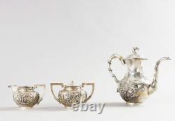 1360 Gr Antique Chinese Export Silver Tea Pot Teapot Or Coffee Set By Wang Hing