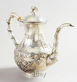 1360 Gr Antique Chinese Export Silver Tea Pot Teapot Or Coffee Set By Wang Hing