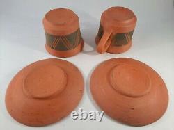 14 Pc Handmade Terracotta Pottery Tea Set Teapot Southwest Native American South