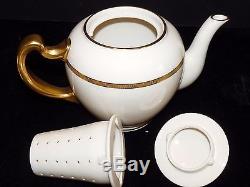 14 pc Tea Set Lenox COUNTESS Gold Encrusted Teapot (6) Cups & Saucers Green Mark