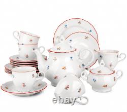 14pc Scattered Flowers Porcelain Tea Service Tea Set European Fine China Tea Set