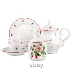 14pc Scattered Flowers Porcelain Tea Service Tea Set European Fine China Tea Set