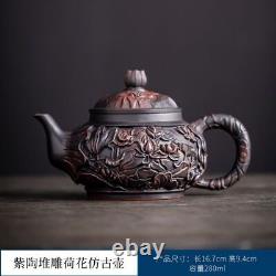 15CM Chinese Style Tea Set Retro Rough Pottery Relief Kung Fu Tea Pot Decoration