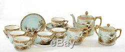 15 PC Japanese Jewel Nippon HP Tea Set Teapot Cup & Saucer Flying Swan Geese Mk