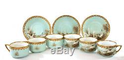 15 PC Japanese Jewel Nippon HP Tea Set Teapot Cup & Saucer Flying Swan Geese Mk