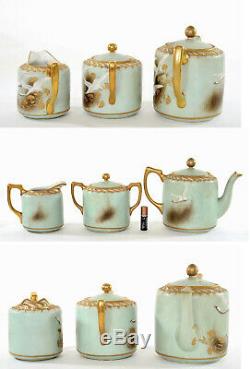 15 PC Japanese Jewel Nippon HP Tea Set Teapot Cup & Saucer Flying Swan Geese Mk