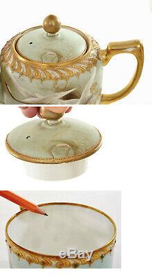 15 PC Japanese Jewel Nippon HP Tea Set Teapot Cup & Saucer Flying Swan Geese Mk