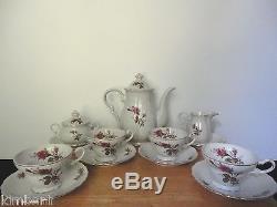 15 PC Vintage Gold Trim Moss Rose Victorian China Tea/Coffee Pot Set