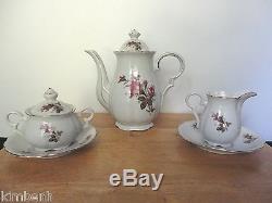 15 PC Vintage Gold Trim Moss Rose Victorian China Tea/Coffee Pot Set