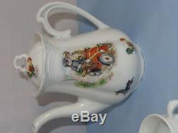 15 Pc Childs Childrens Germany Tea Pot Set Rooster Cats Dogs Kids Driving Auto