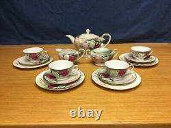 15 Pcs. Bavaria Tirschenreuth Germany Teapot Set withCups & Saucers, Plates Signed