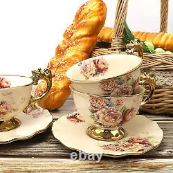15 Pieces British Porcelain Tea Set Floral Vintage Coffee Set Wedding Service