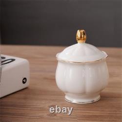 15 Pieces Simple White English Ceramic Tea Sets, Tea Pot, Bone China Cups with Met