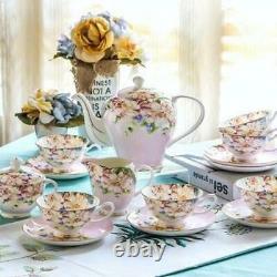 15 piece-set, delicate bone china coffee cup set, european vintage tea cup, tea