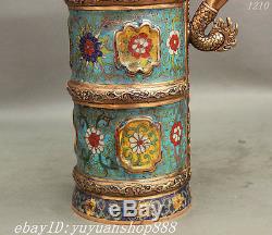 16 China Palace Cloisonne Enamel Pure Bronze Gilt Dragon Statue Teapot Wine Pot