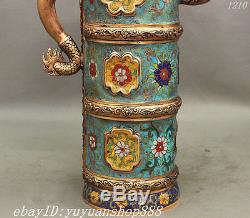 16 China Palace Cloisonne Enamel Pure Bronze Gilt Dragon Statue Teapot Wine Pot