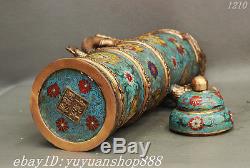 16 China Palace Cloisonne Enamel Pure Bronze Gilt Dragon Statue Teapot Wine Pot