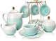 16-piece Porcelain Tea Set With Teapot, Cream Pot, Spoons, Sugar Bowl & Strainer