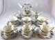 17 Pc French Breton Quimper Style Porcelain Tea Set Cream Sugar Cups & Saucers