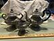 1830s Federal Period Antique Pewter Dart Tea Set Tea Pot Creamer Sugar Bowl 3pcs