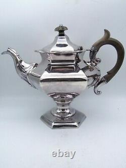 1844 VICTORIAN JAMES DIXON & SONS SILVER PLATE 3pc TEA SET TEAPOT MILK & SUGAR