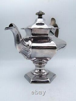 1844 VICTORIAN JAMES DIXON & SONS SILVER PLATE 3pc TEA SET TEAPOT MILK & SUGAR