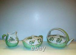 1879 HAMMERSLEY VICTORIAN TEA Set Teapot Painted Antique Sugar Cream ENGLAND H&C