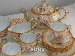 1890s William Guerin Limoges France Porcelain 12 Pc Tea Set Teapot with Tray