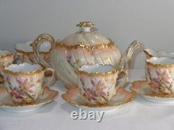 1890s William Guerin Limoges France Porcelain 12 Pc Tea Set Teapot with Tray