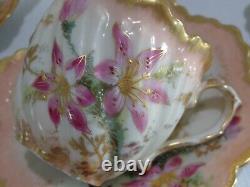 1890s William Guerin Limoges France Porcelain 12 Pc Tea Set Teapot with Tray