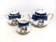 1895 P. M Bavaria Cobalt Blue Portrait Gold Gilt German Tea Pot Creamer Sugar Set