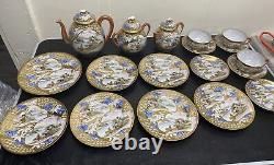 18PC Meiji Period Japanese Eggshell Kutani Teapot/Waterpot Tea Set