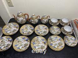 18PC Meiji Period Japanese Eggshell Kutani Teapot/Waterpot Tea Set