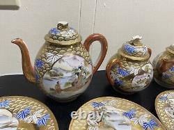 18PC Meiji Period Japanese Eggshell Kutani Teapot/Waterpot Tea Set