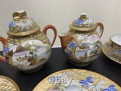 18PC Meiji Period Japanese Eggshell Kutani Teapot/Waterpot Tea Set