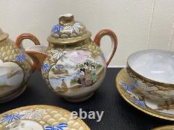 18PC Meiji Period Japanese Eggshell Kutani Teapot/Waterpot Tea Set