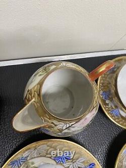 18PC Meiji Period Japanese Eggshell Kutani Teapot/Waterpot Tea Set