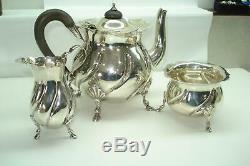 1900 Birmingham Sterling Silver Antique Teapot Creamer Sugar Bowl Set