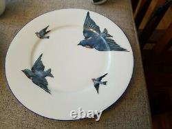 1918 Victoria Austria'Blue Bird' China Set of 18 Teapot Demitasse Cups Saucers