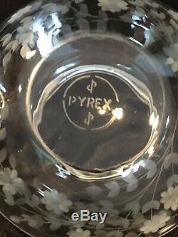 1920 PYREX CORNING TEAPOT 3pc Tea Pot Set with Tray in Clear Etched Glass CARDER