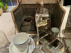 1920's VINTAGE PICNIC SET IN LEATHER CASE. SPIRIT KETTLE / TEAPOT & ACCESSORIES